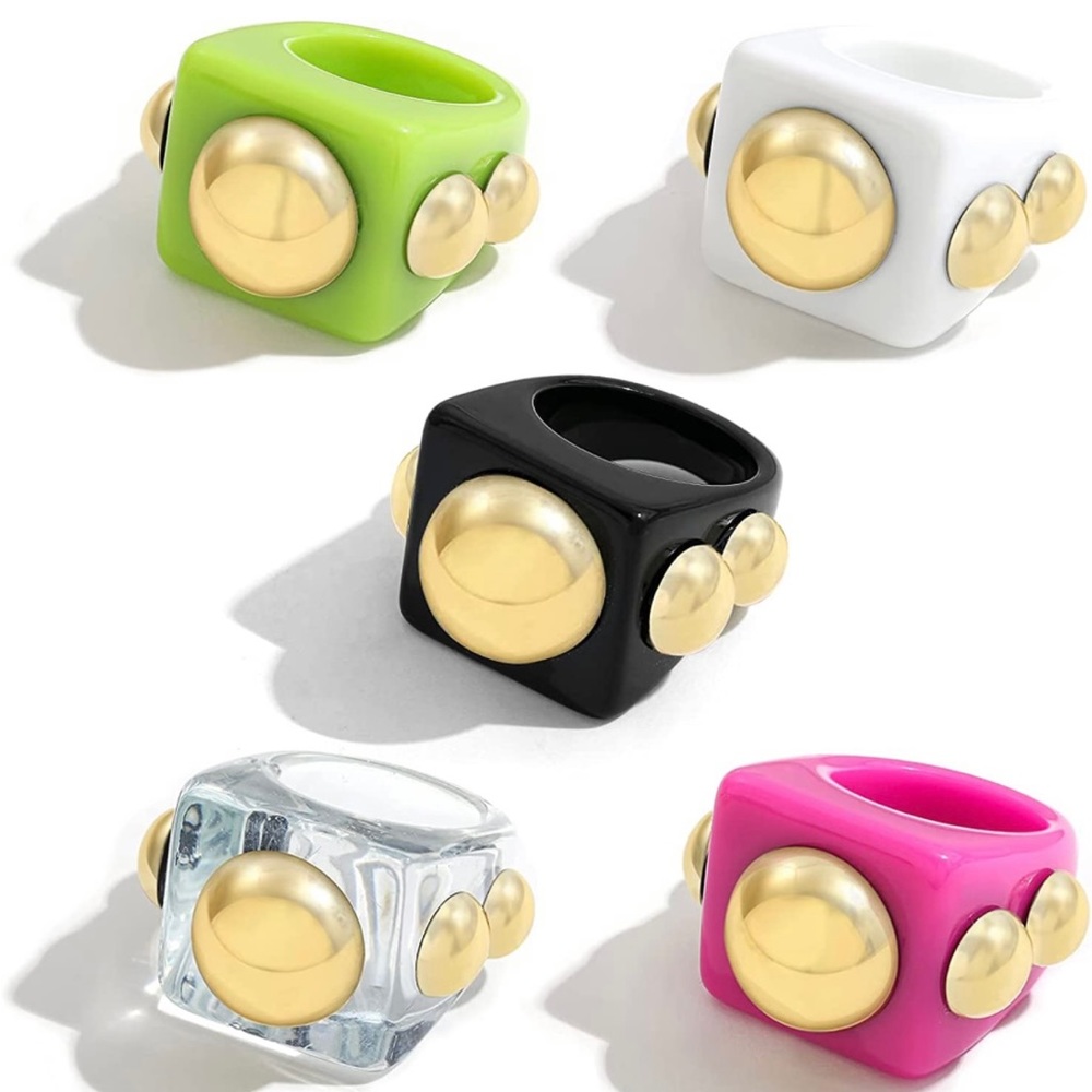 SLOONG 5 pieces Y2K style chunky rings